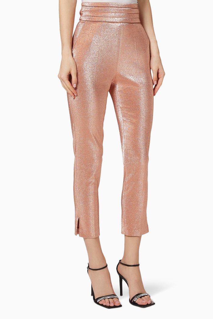 

Lurex Cigarette Pants, Rose gold