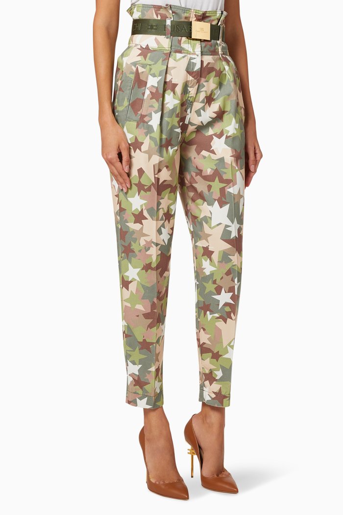 

Logo Belted Stars Twill Pants, Green