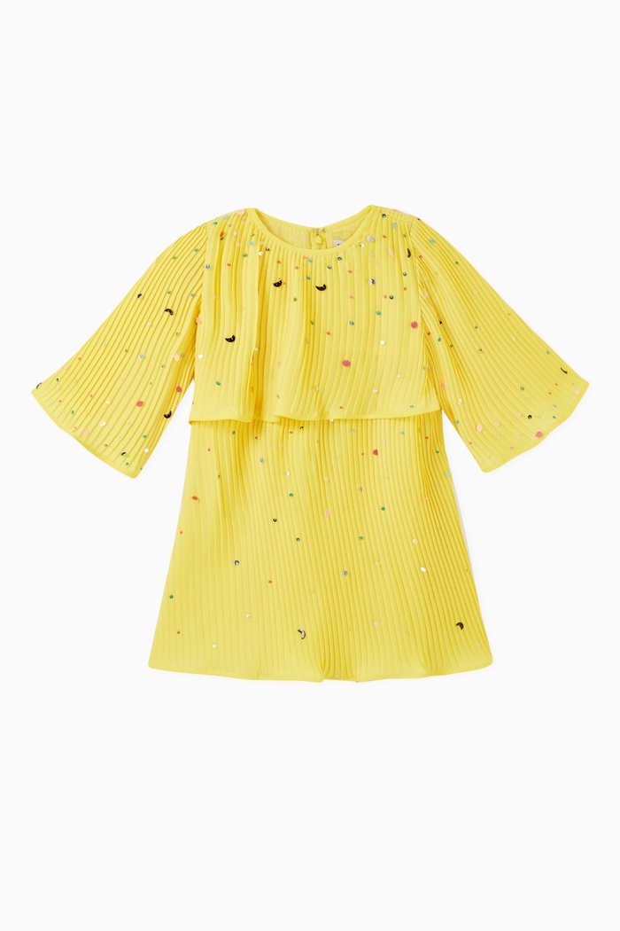 

Pleated Sequin Dress, Yellow