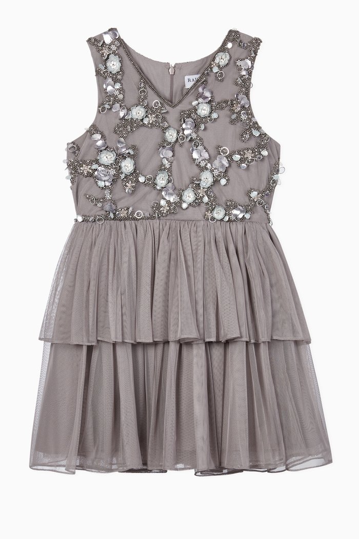 Jemima Tiered Dress, Grey