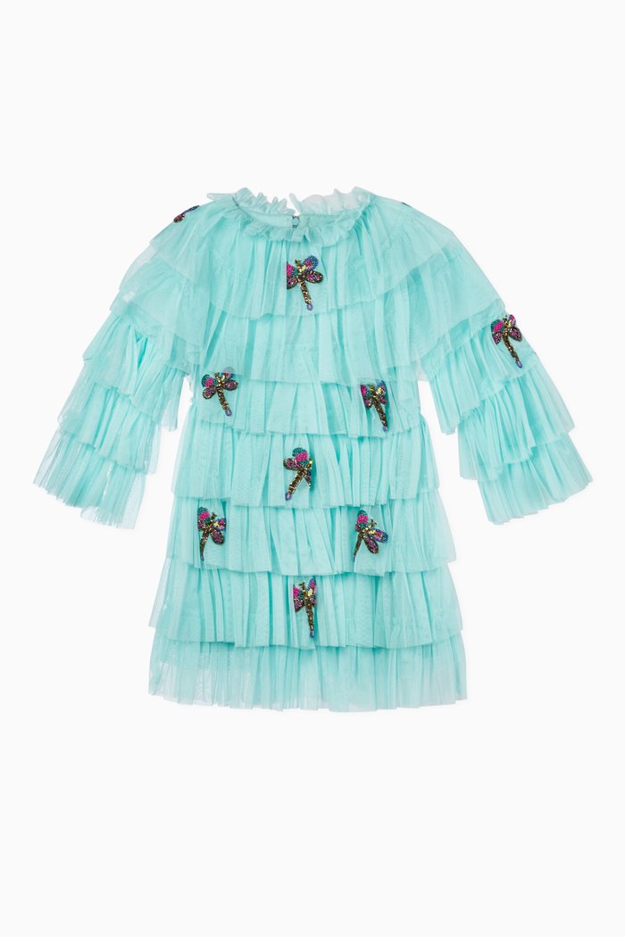 

Dragonfly Ruffle Dress, Blue
