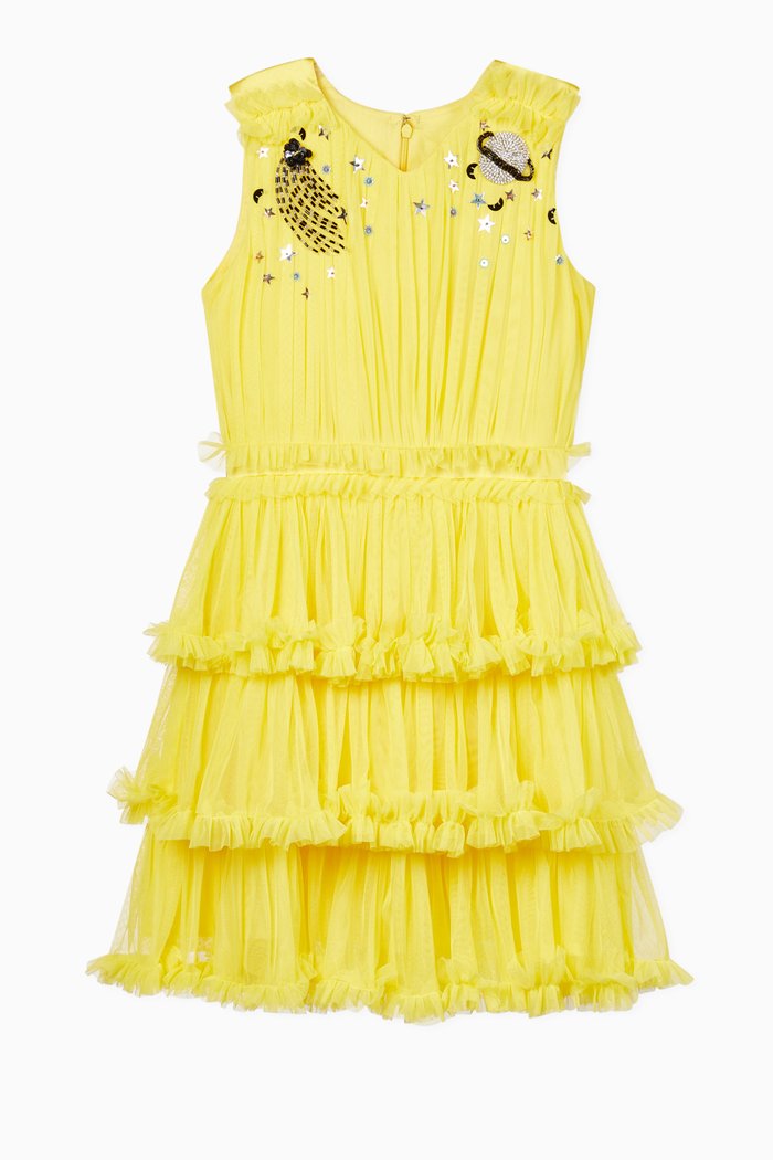 

Frill Tiered Dress, Yellow