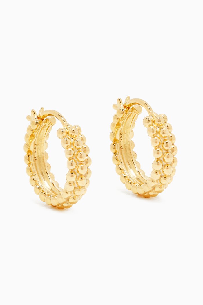 

Baya Mini Breaded Texture Hoops, Gold