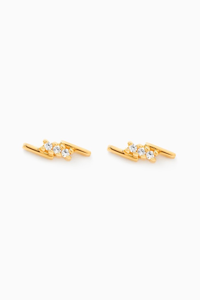 

Gold Half Pave Lightning Studs