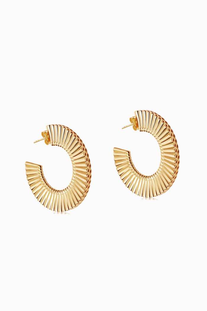 

Large Flat Frill Hoop Earrings in 18kt Gold-Plated Brass