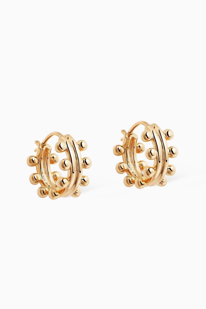 

Mini Double Beaded Hoop Earrings in 18kt Gold Vermeil on Sterling Silver