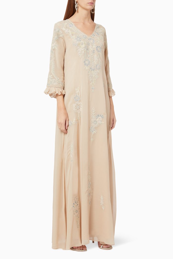 

Lineart Floral Kaftan, Neutral