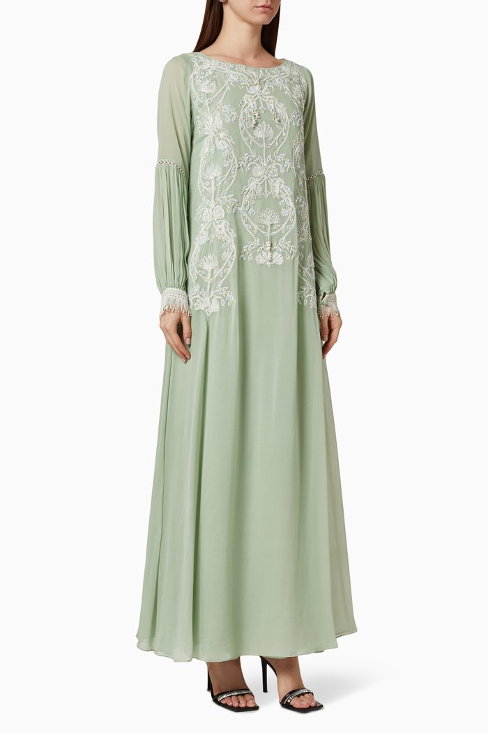 Nouveau Floral Kaftan, Green
