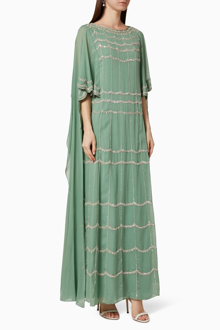 

Caramel Scallop Kaftan, Green