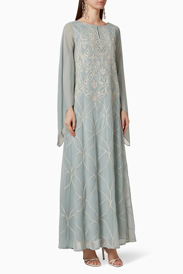 

Floral Lattice Kaftan, Blue