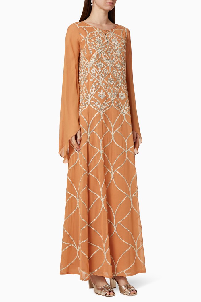 

Floral Lattice Kaftan, Orange