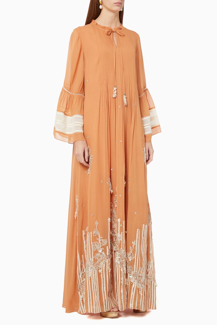 Aquatic Stripe Kaftan, Orange