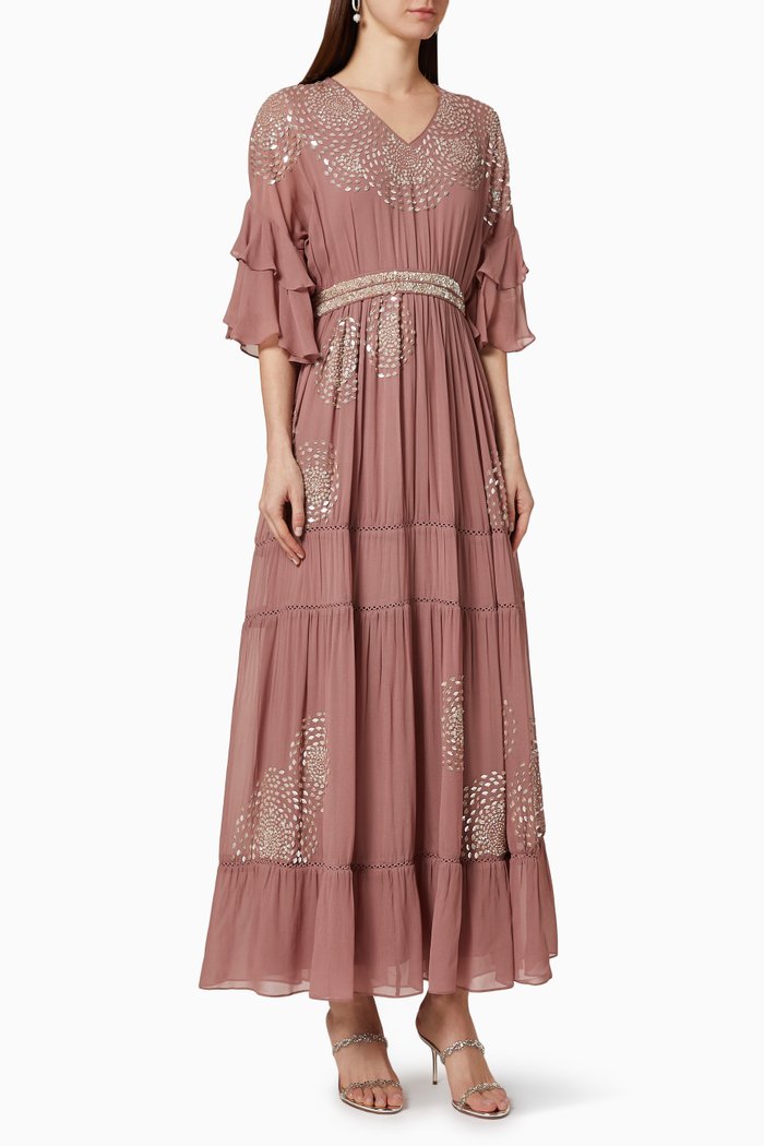 Starburst Tiered Dress, Pink