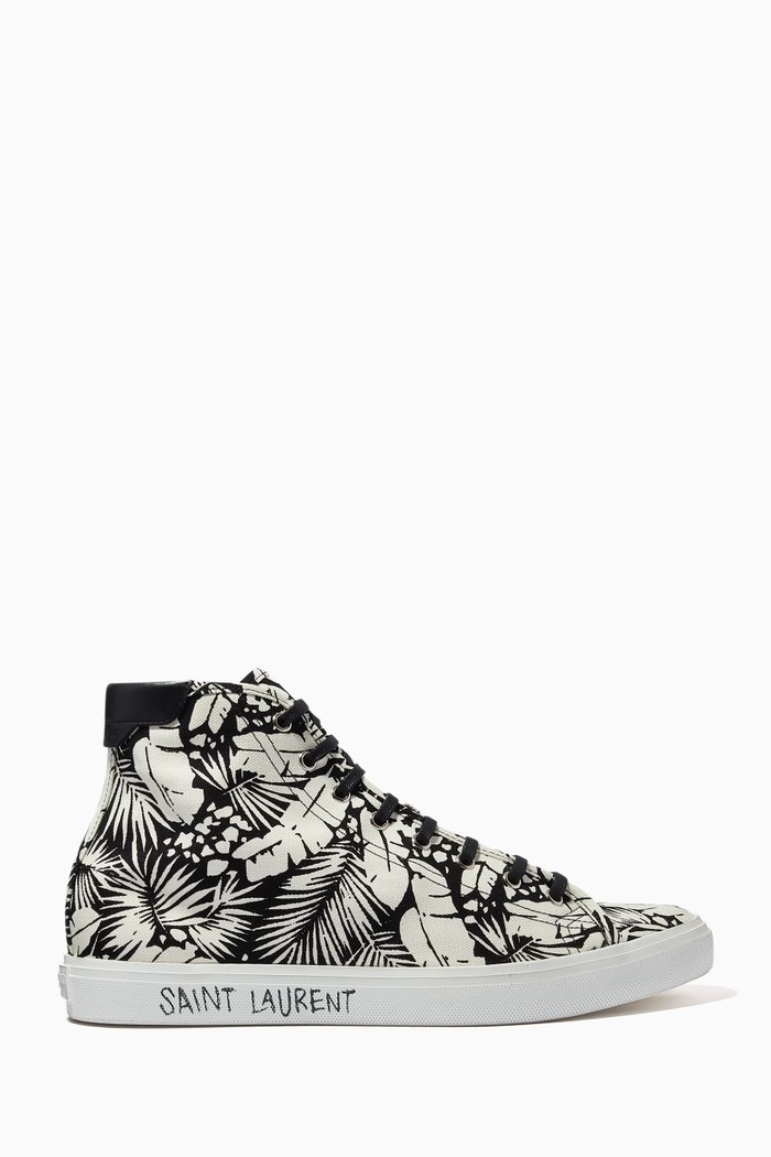 

Malibu High Top Sneakers in Floral Canvas, Black