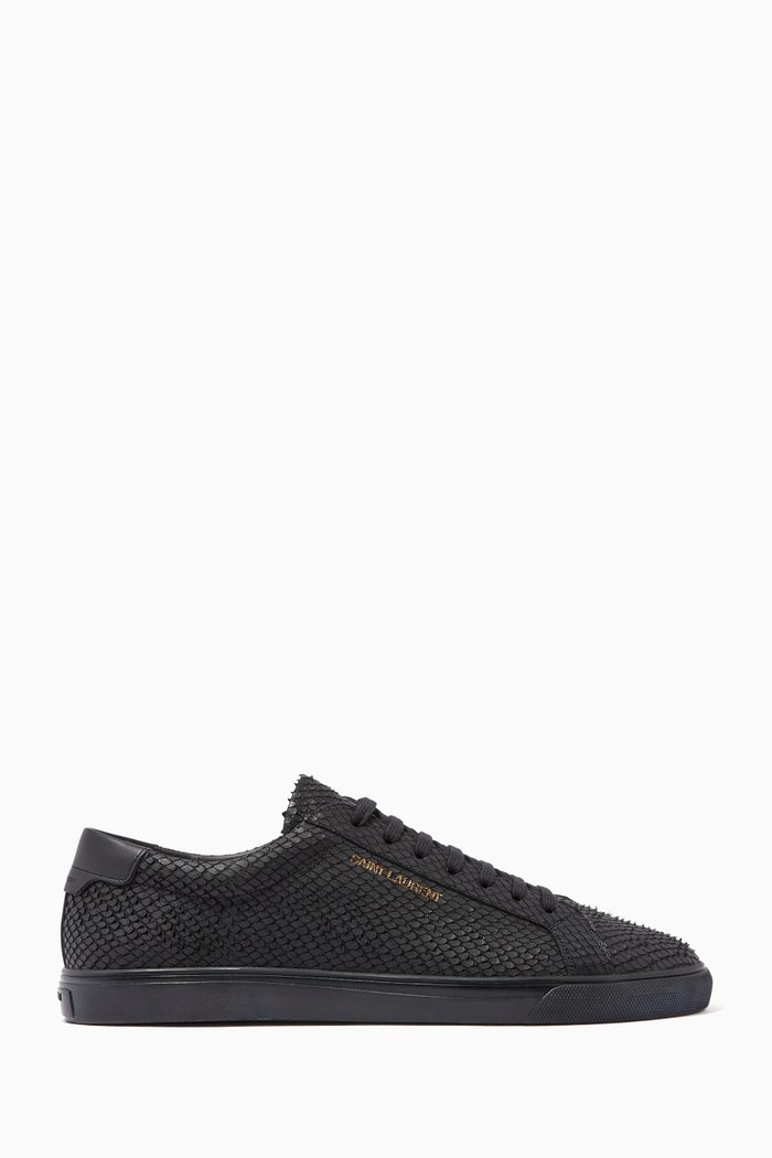 

Andy Sneakers in Python Embossed Nubuck Leather, Black