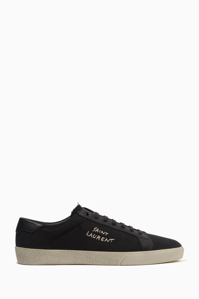 

Court Classic SL/06 Embroidered Sneakers in Canvas & Leather, Black