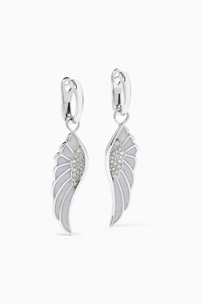 

Wings Reflection "Winter" Diamond Earring with Enamel in 18kt White Gold