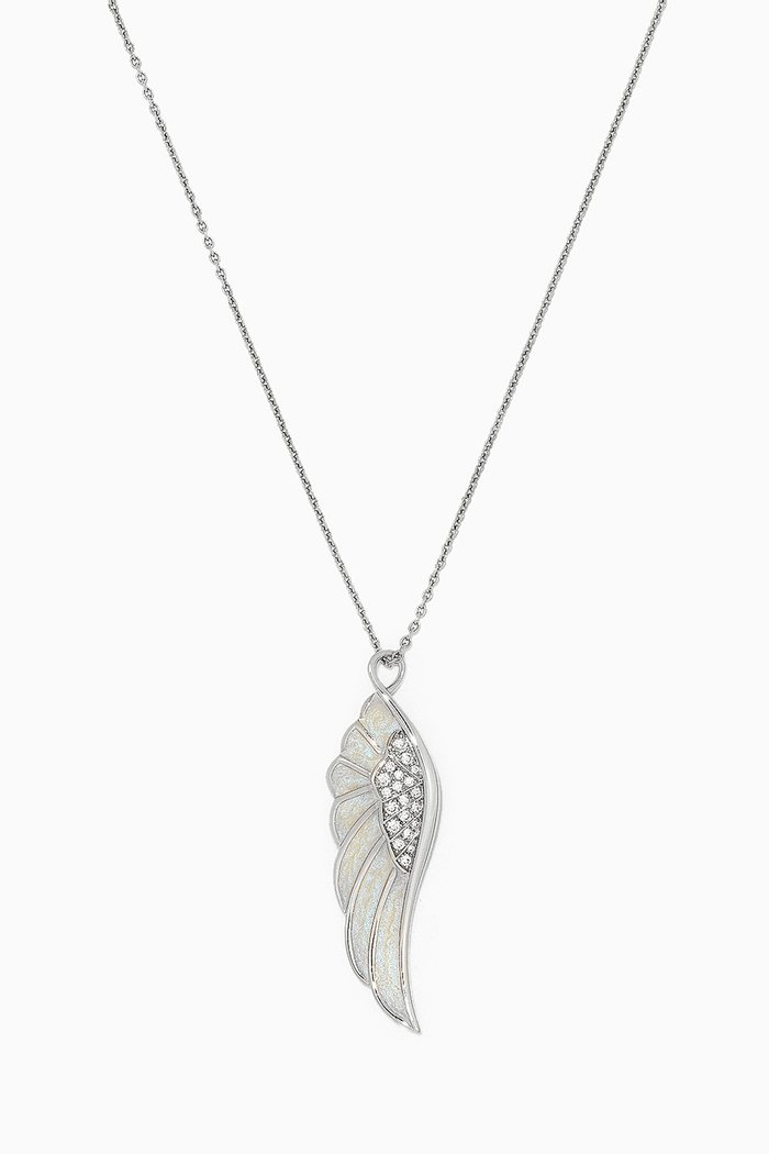

Wings Reflection "Winter" Medium Diamond Pendant with Enamel in 18kt White Gold