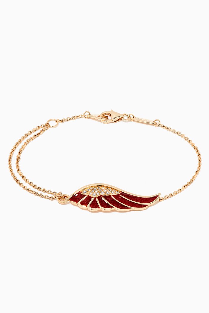 

Wings Reflection "Autumn" Diamond Bracelet with Enamel in 18kt Yellow Gold, Red