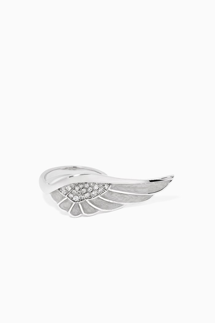 

Wings Reflection "Winter" Diamond Ring with Enamel in 18kt White Gold