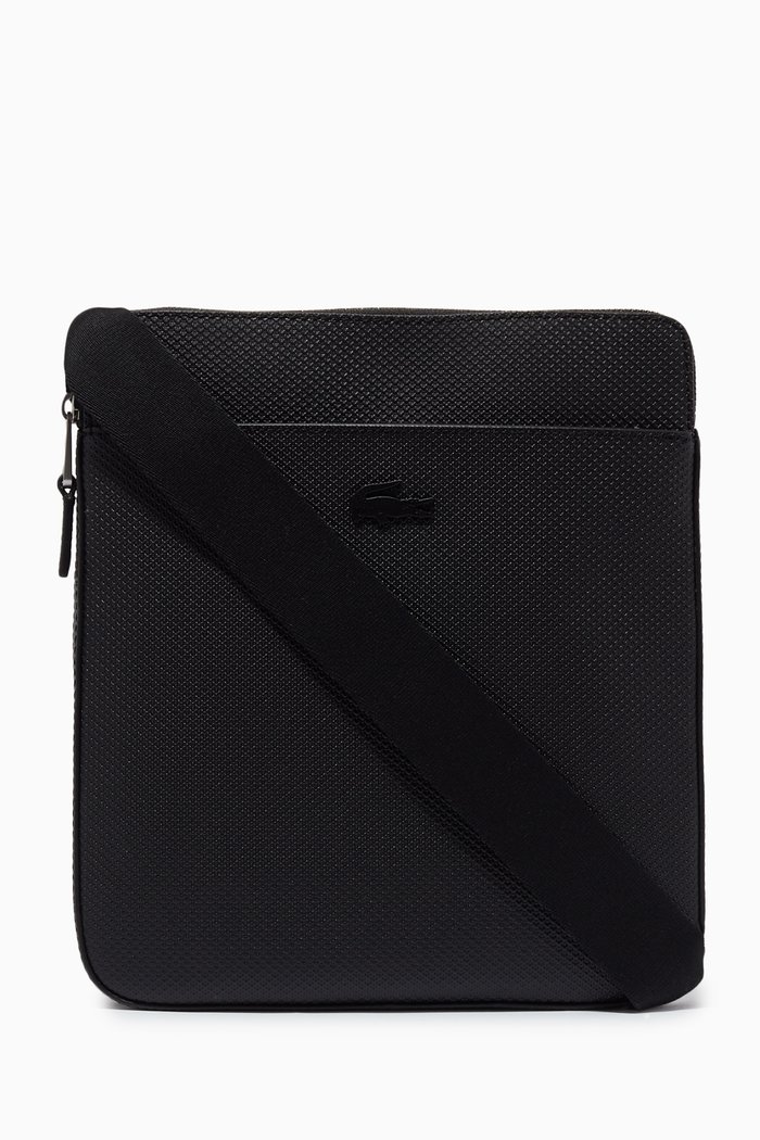 

Chantaco Flat Zip Bag in Matte Piqué Leather, Black