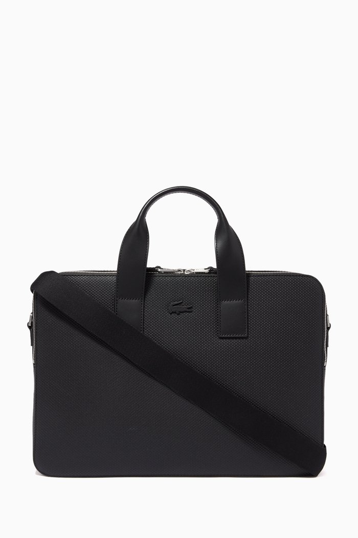 

Chantaco Computer Bag in Matte Piqué Leather, Black