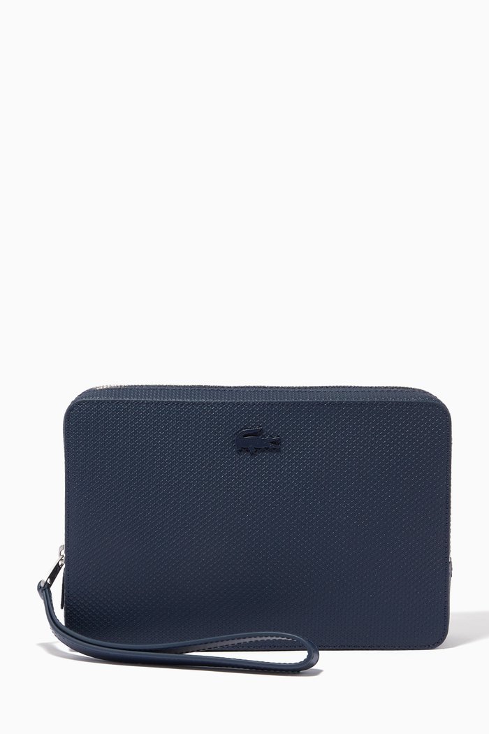 

Chantaco Zip Pouch in Matte Piqué Leather, Blue