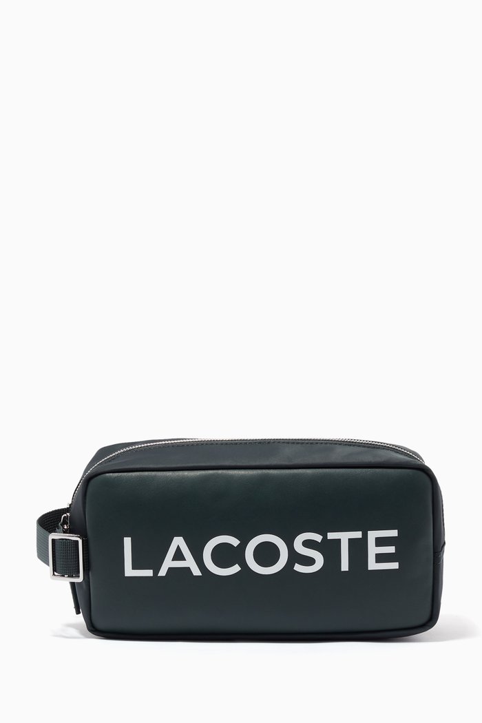 

L.12.12 Zip Toiletry Bag in Nylon & Leather, Black