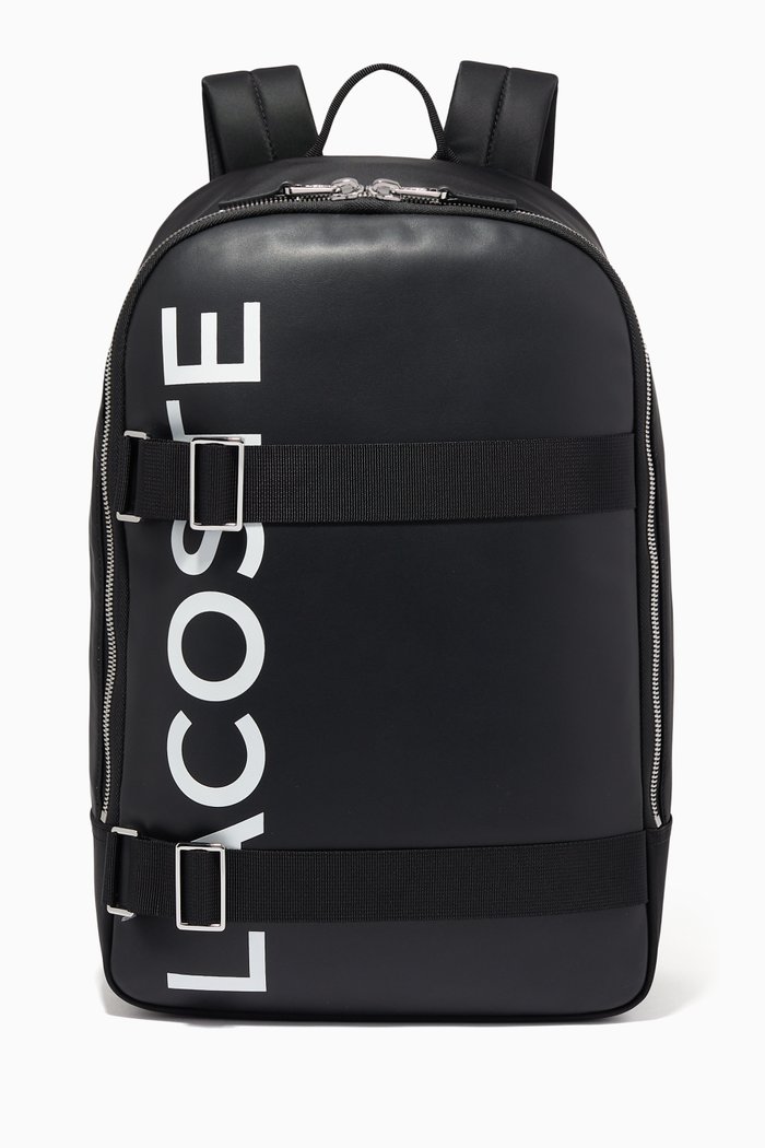 

L.12.12 Logo & Strap Backpack in Nylon & Leather, Multicolour