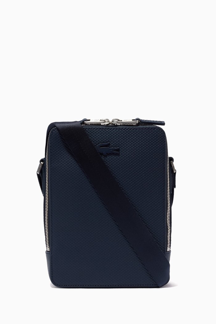 

Chantaco Vertical Camera Bag in Matte Piqué Leather, Blue