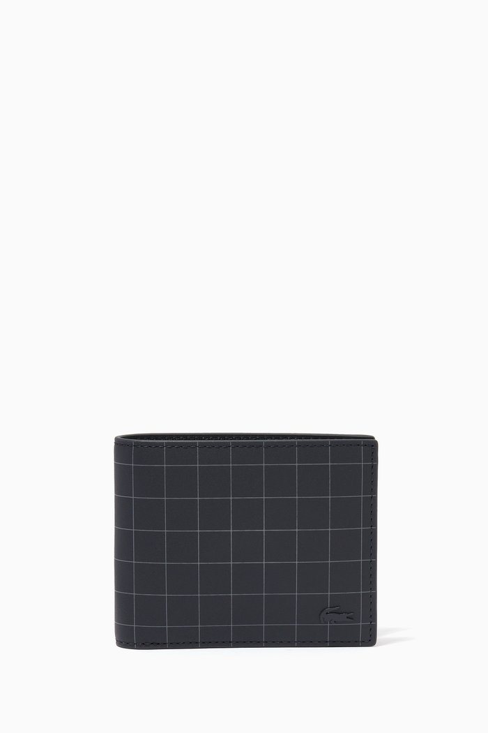 

Fitzgerald Small Wallet in Smooth Checkered Leather, Grey