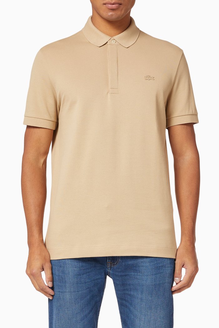 Regular Fit Stretch Cotton Piqué Polo Shirt, Brown