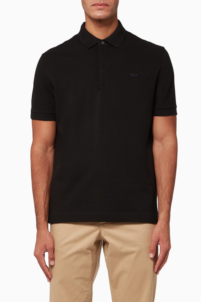 

Regular Fit Stretch Cotton Piqué Polo Shirt, Black