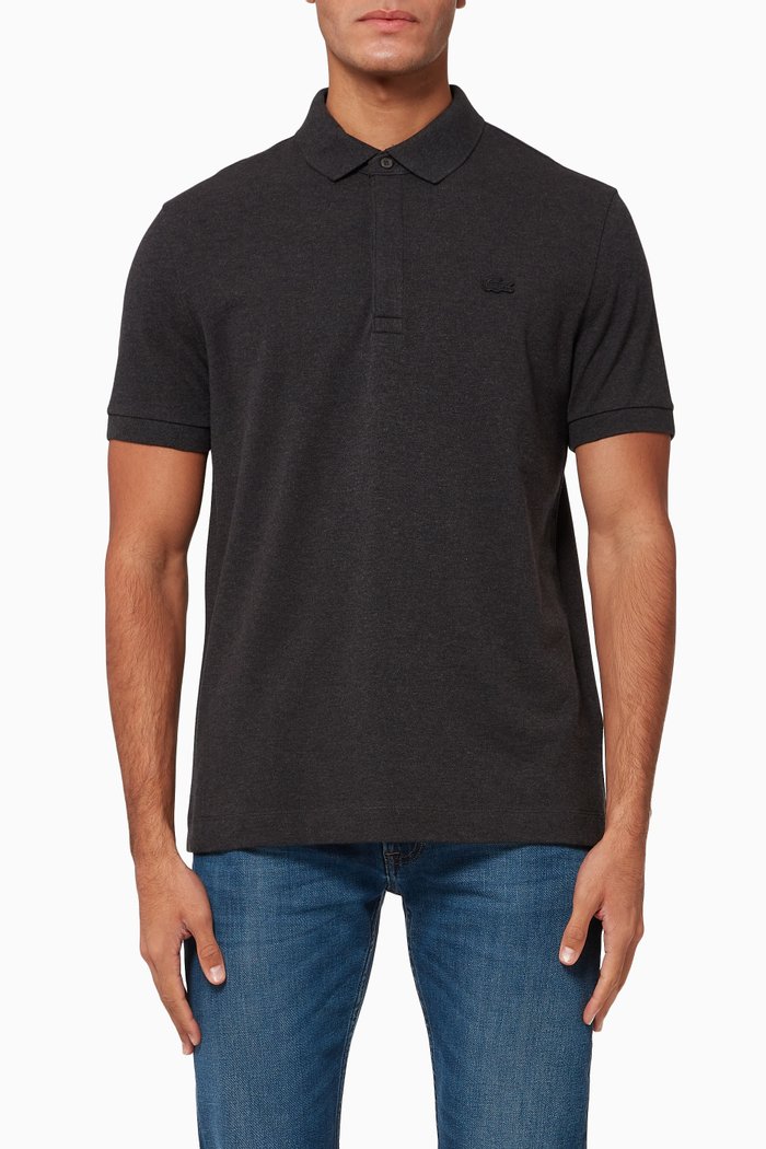 

Regular Fit Stretch Cotton Piqué Polo Shirt, Grey