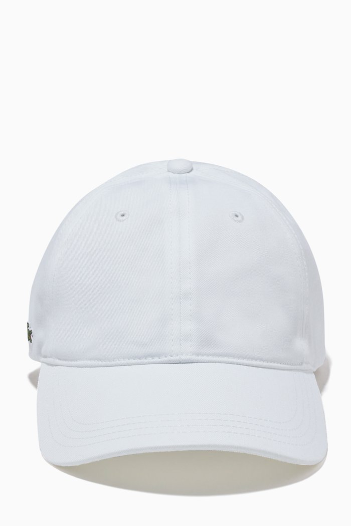 Contrast Strap Cap in Cotton Twill, White