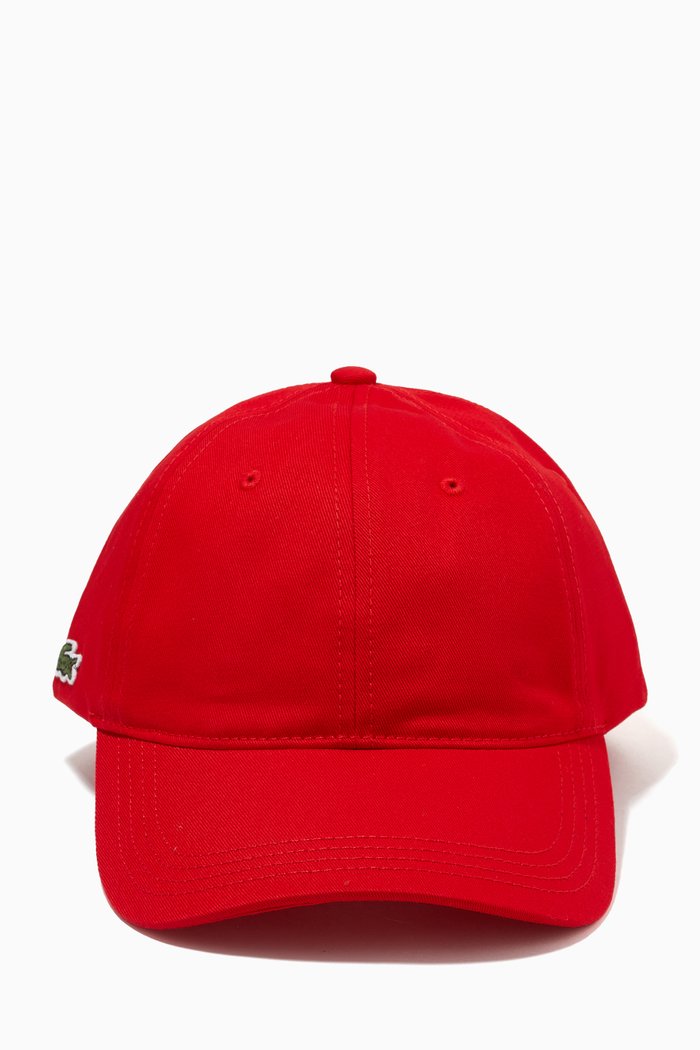 

Contrast Strap Cap in Cotton Twill, Red