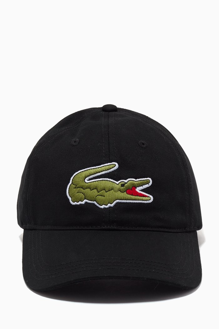 

Contrast Strap & Oversized Crocodile Cap in Cotton Twill, Black