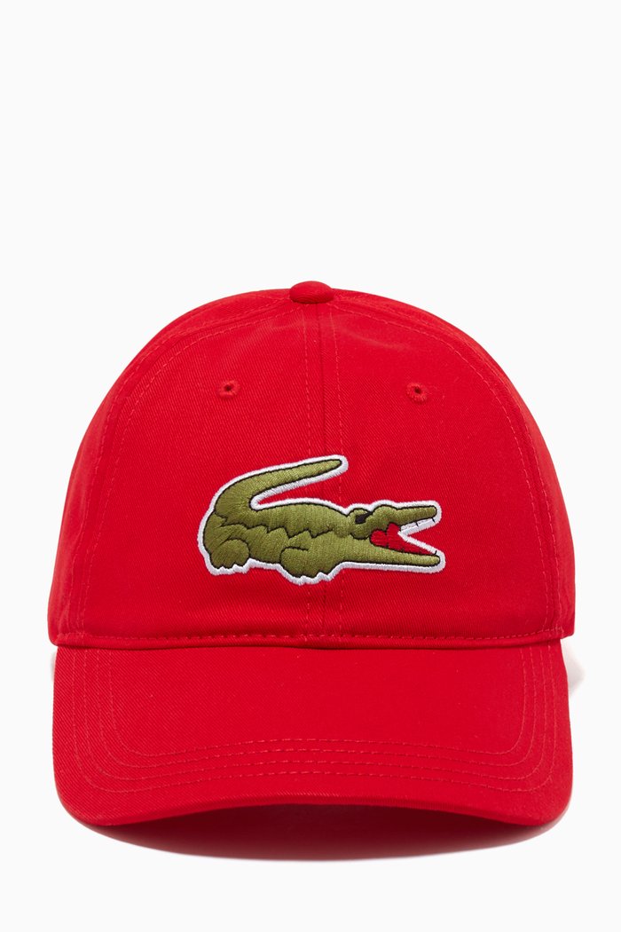 

Contrast Strap & Oversized Crocodile Cap in Cotton Twill, Red