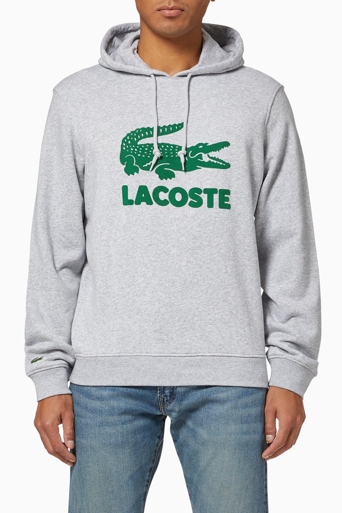 

Logo & Crocodile Jersey Fleece Sweatshirt, Grey