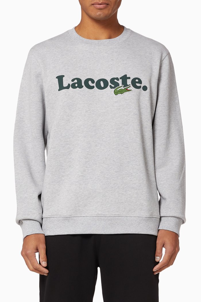 

Logo & Crocodile Cotton Sweatshirt, Grey