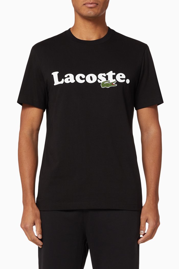 

Logo & Crocodile Cotton T-Shirt, Black