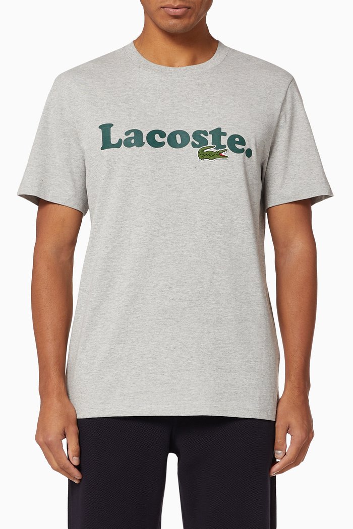 

Logo & Crocodile Cotton T-Shirt, Grey