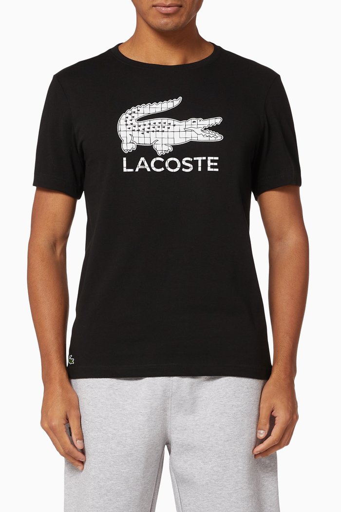 

Sport Logo & Crocodile Technical Cotton T-Shirt, Black