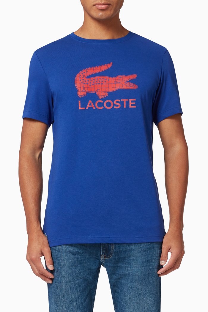 

Sport Logo & Crocodile Technical Cotton T-Shirt, Blue