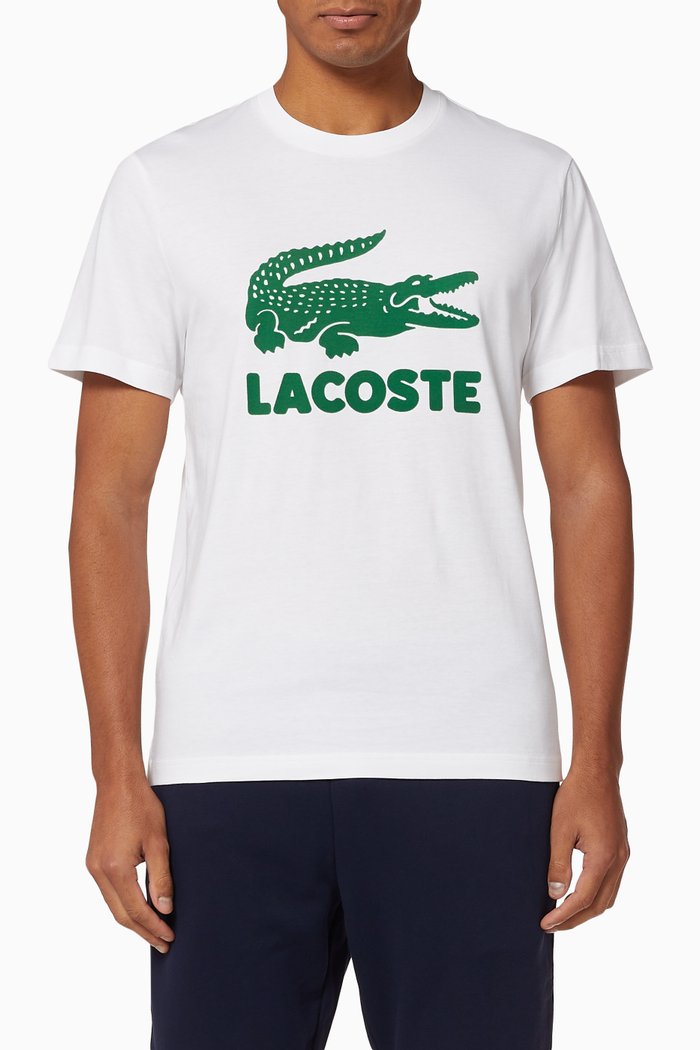 Logo & Crocodile Cotton T-Shirt, White