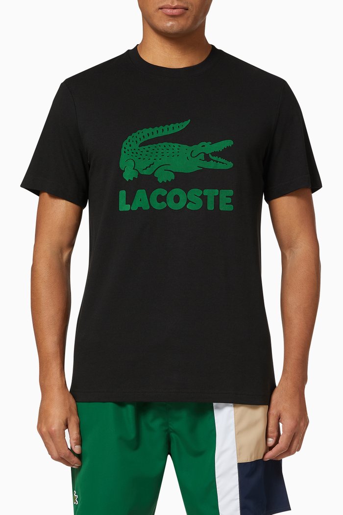 

Logo & Crocodile Cotton T-shirt, Black
