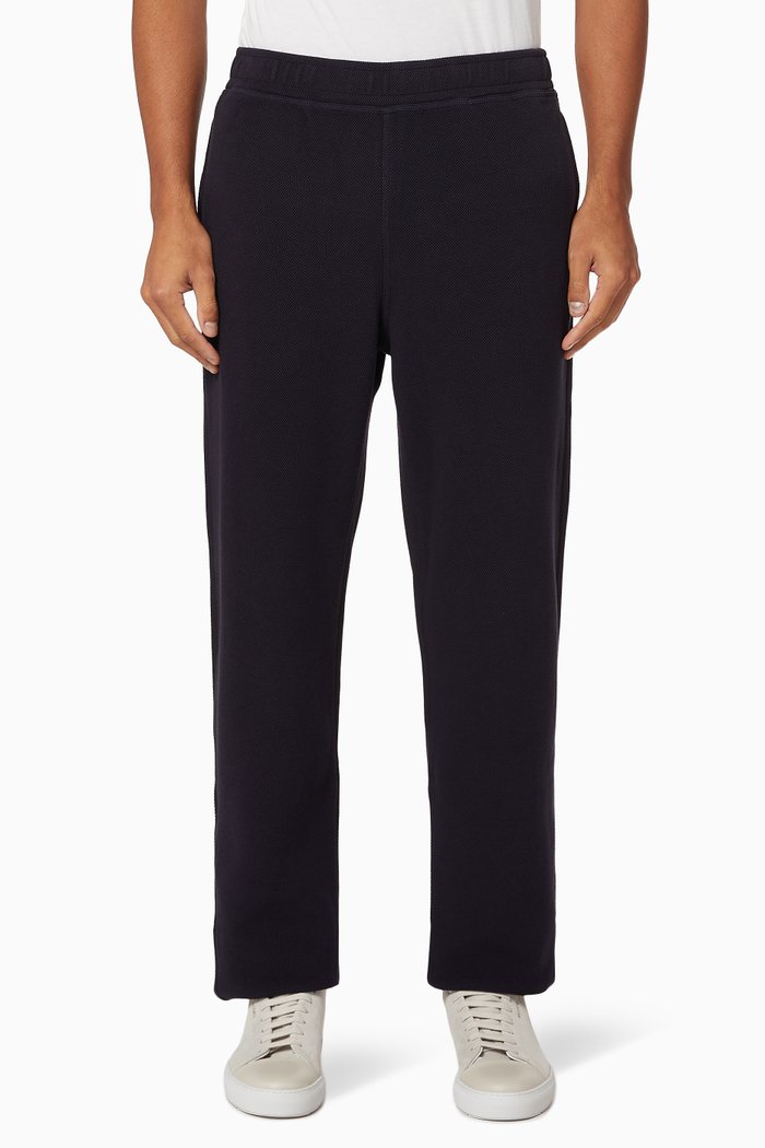

Organic Cotton Piqué Jogging Pants, Black
