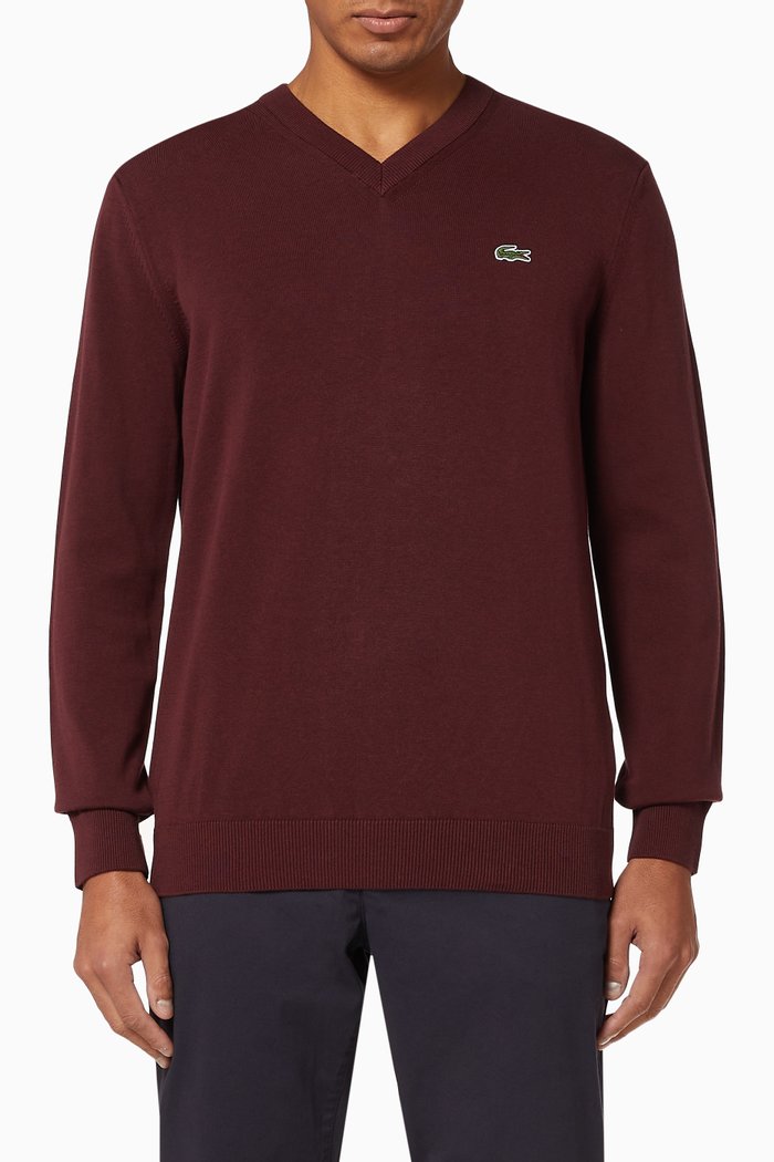 V-Neck Organic Cotton Sweater, Green