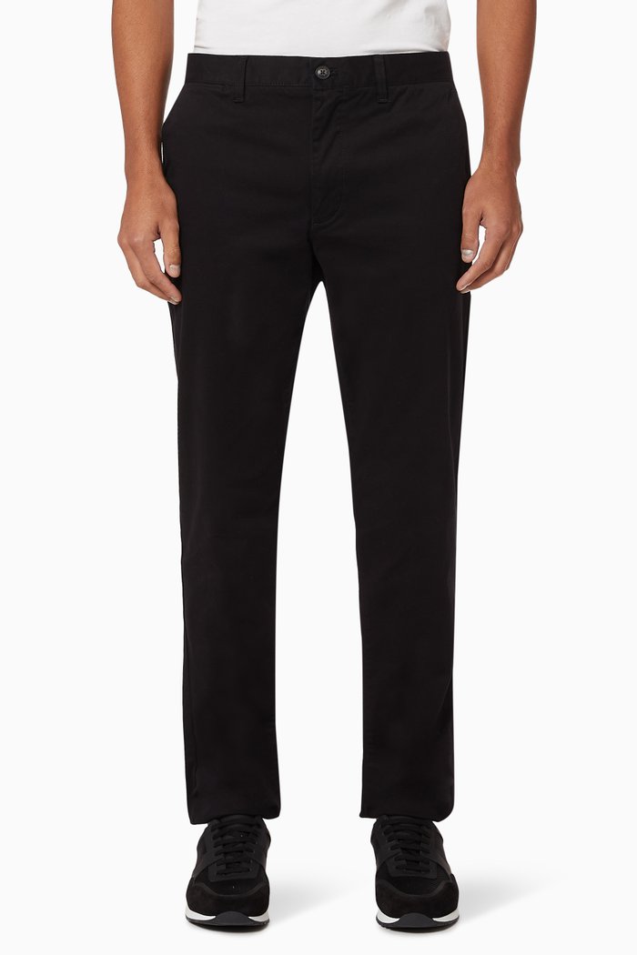 Slim Fit Stretch Gabardine Chino Pants, Black