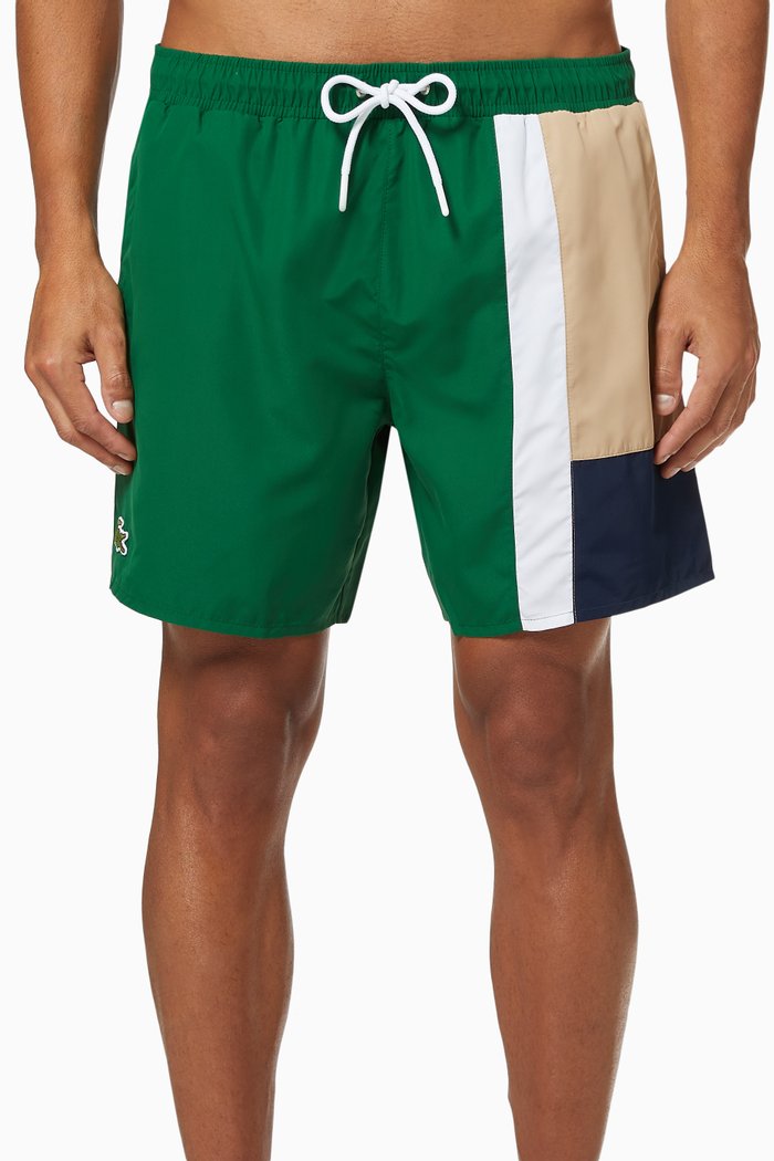 

Colourblock Quick-Dry Swim Shorts, Green
